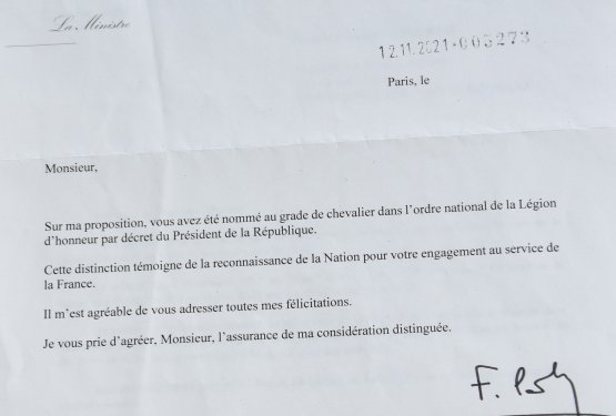 Joseph Borowski a reçu la Légion d’honneur