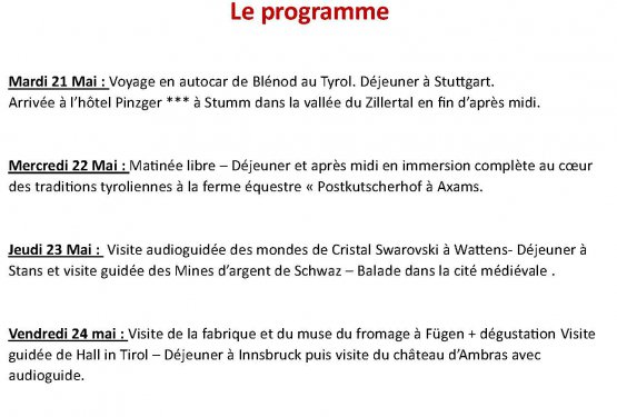 Voyage des seniors au Tyrol