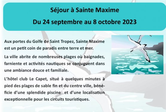 NOUVEAU : séjour seniors à Sainte-Maxime