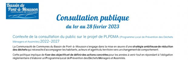 Programme local de prévention des déchets ménagers et assimilés (PLPDMA) : consultation publique
